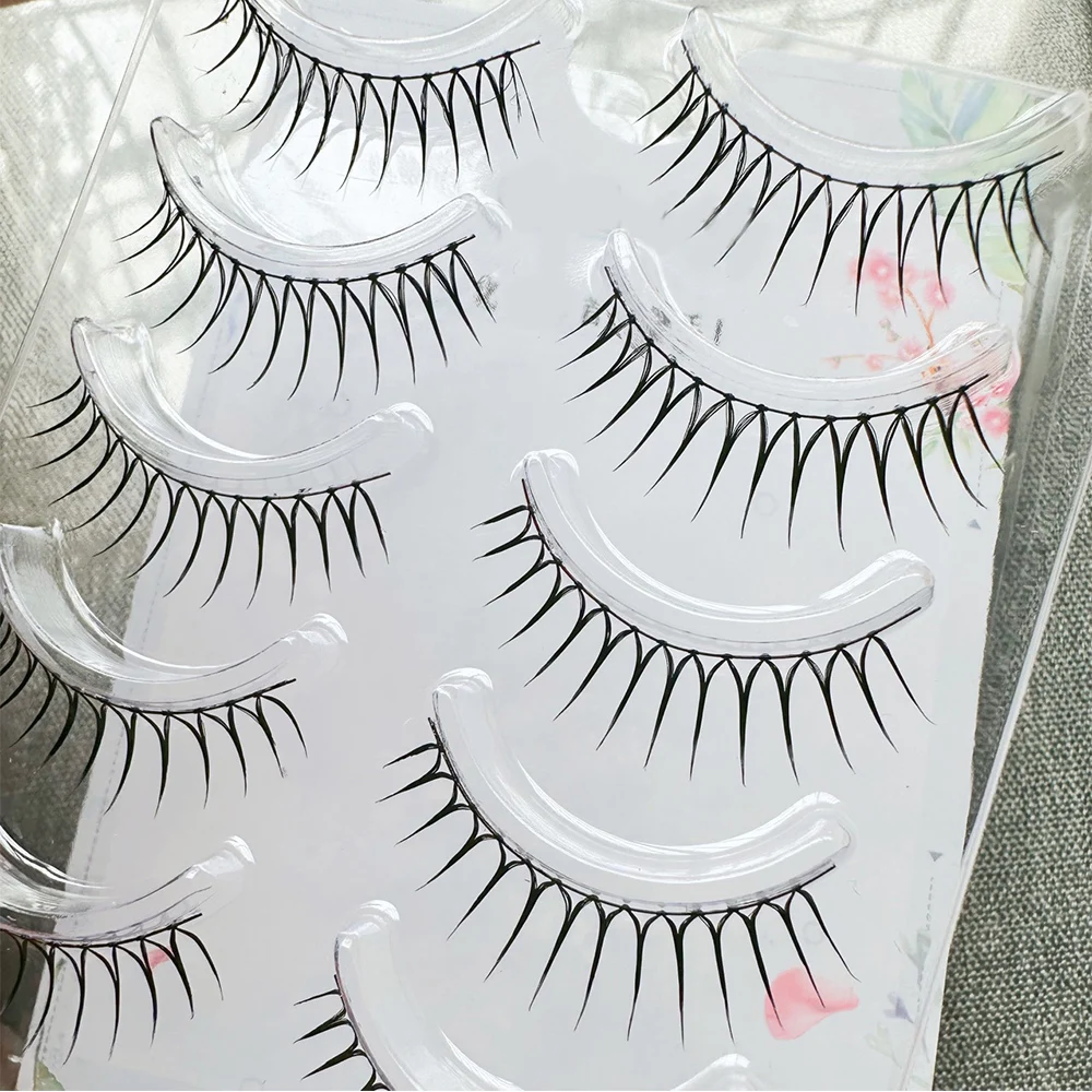 5 Pairs U-shaped Fake Eyelashes Dense False Eyelashes Natural Cross Decor Lash Extension Reusable Korean Eye Makeup Cosmetics