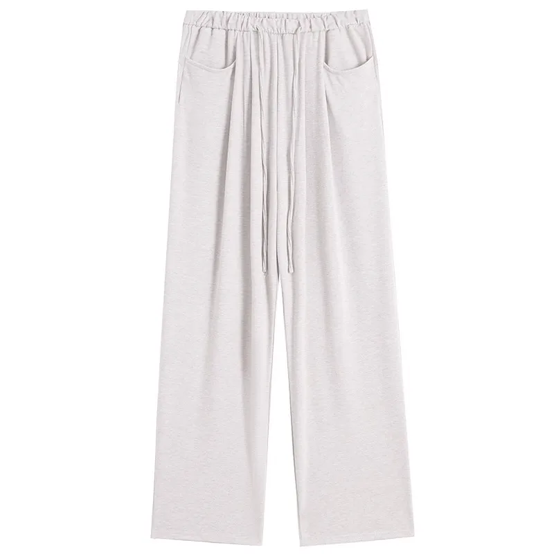 بنطال ذو قصة أرجل واسعة للمرأة الحضرية الصيف المرقعة واسعة أرجل الخيزران والقطن الطبقات التجفيف السريع الربط اللف متطابقة الهواء الرجعية