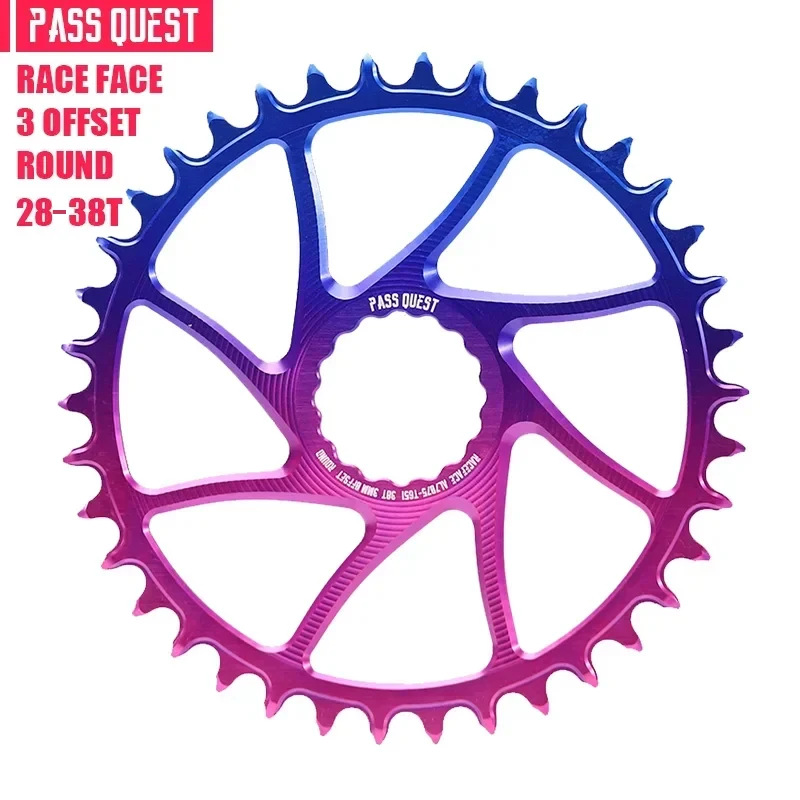 

PASS QUEST 3mm Offest Raceface Direct Mount Crankset 28T 30T 32T 34 36T 38T for 1X Boost Gradient Two Tone Narrow Wide Chainring