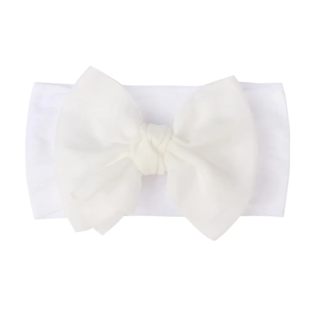 Solid Turban Nylon Headband High Elastic Bow Top Knot Headwrap for Baby Girls Toddler Hair Bands Fashion Kids Hair Accessories