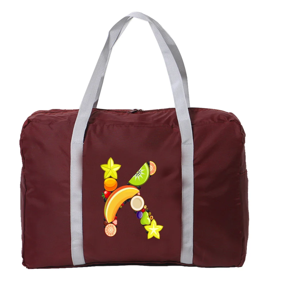 Borsa da viaggio pieghevole borsa da viaggio portatile impermeabile da donna borsa da viaggio Unisex di grande capacità serie di lettere di frutta accessori da viaggio