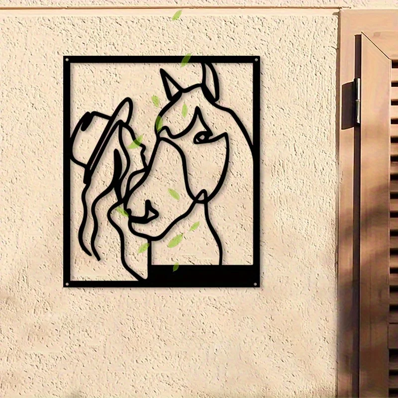 Western Cowboy & Horse Silhouette Metal Wall Art, Vintage Iron Decor for Ranch Car Show Rodeo, Gift for Western Lovers,