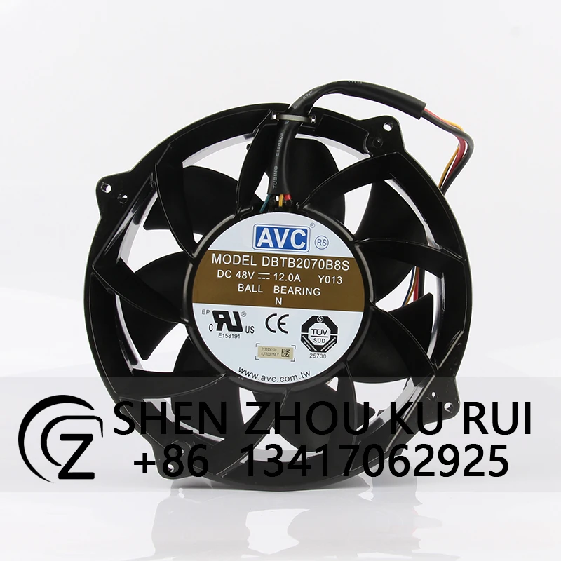 DBTB2070B8S Case Cooling Fan for AVC DC48V 12A EC AC 20070 200X200X70MM 20cm Double Ball Bearing Ventilation Industrial Exhaust