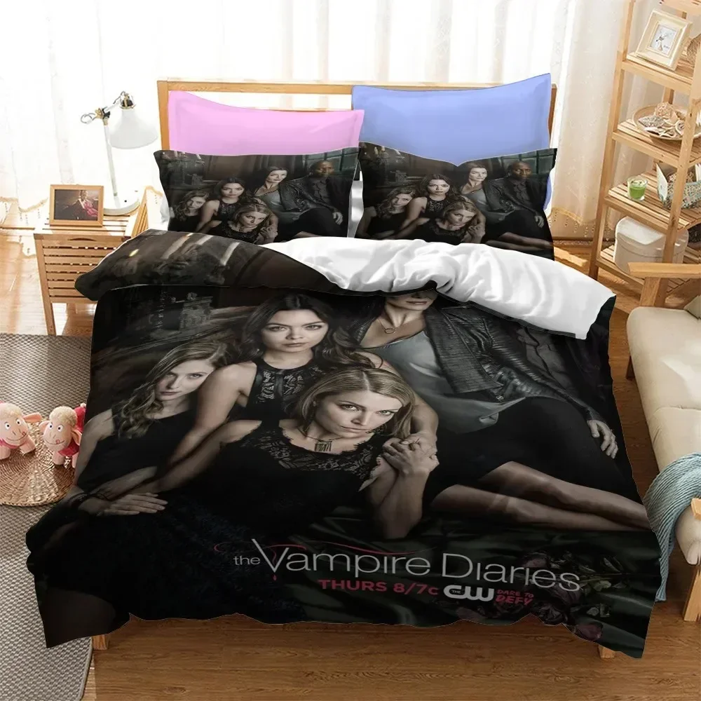 

New 3D Print The Vampire Diaries Comfortable Duvet Quilt Cover Pillowcase Bedding Set Children Bedroom Decoration Home Textile