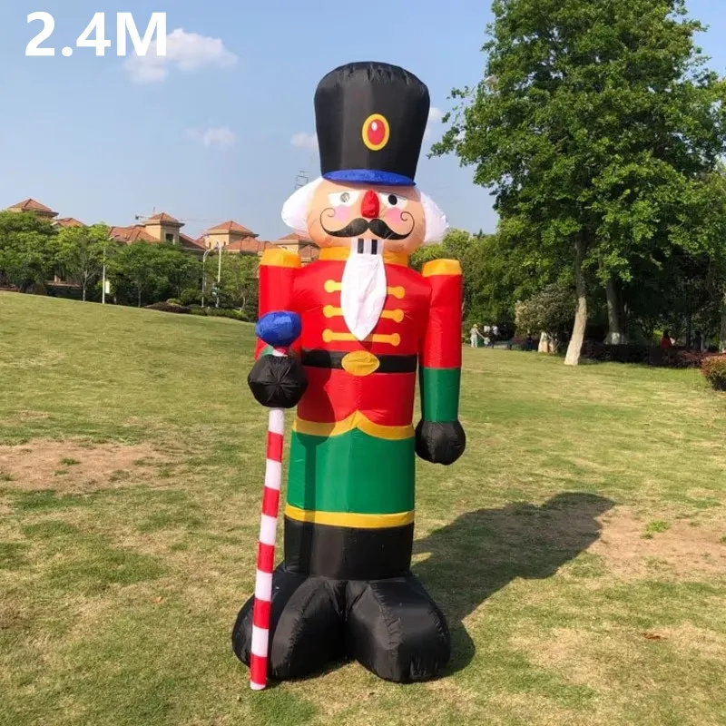 2.4m, 8ft Inflatable Christmas Model, Lde Glow-In-The-Dark, Standing Nutcracker Soldiers, Royal Guards, Festive Atmosphere Props