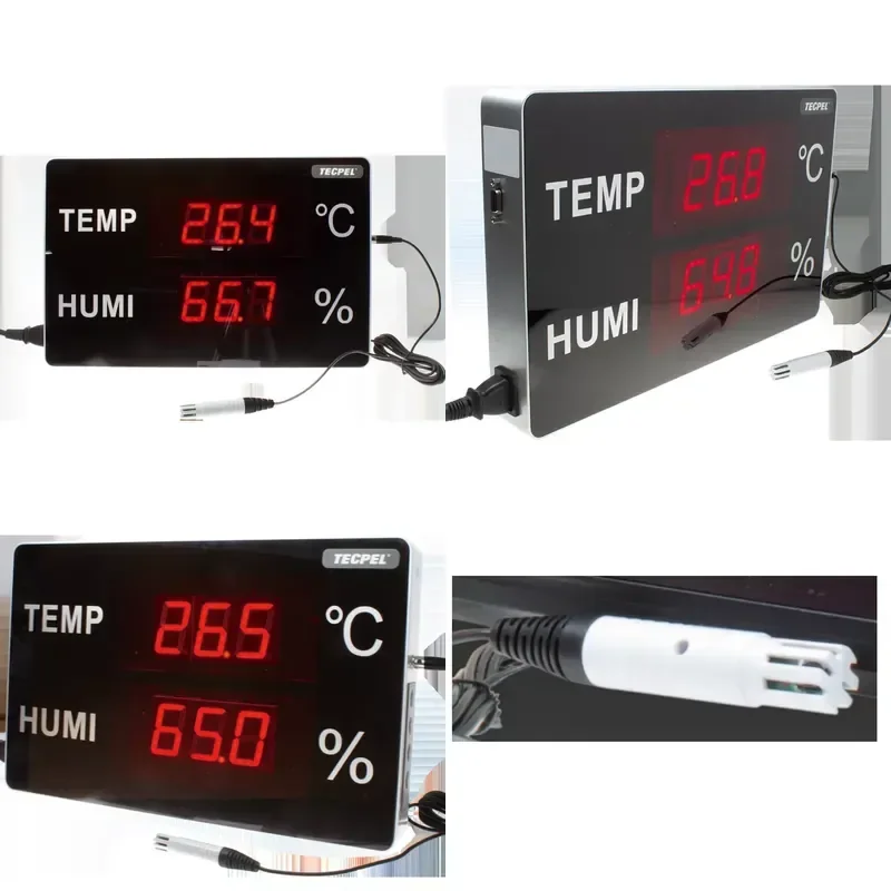 

TRH-3305 Temperature Humidity Meter, Large Clear LED Display Digital Thermo Hygrometer for Indoor Outdoor Workshop Home Use