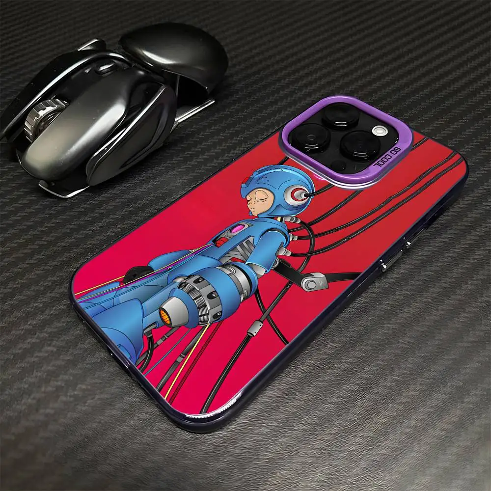 R-Rockman M-Megamanเกมเคสโทรศัพท์สําหรับiPhone 16,15,14,13,12,11,Mini,Pro,MAXสีม่วงMatteกันกระแทก