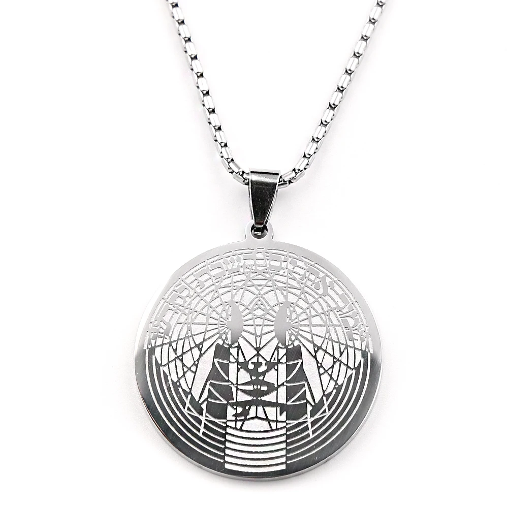 Religious Hebrew Round Medal Pendant Necklace For Women Men Stainless Steel Gold Color Israel Judaica Faith Amulet Jewelry Gift