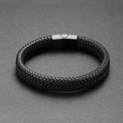 Black PU Leather Magnetic Bracelet Men's Mature and Stable and Elegant Giving Men The Best Gift for Men