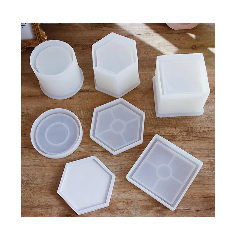 

Silicone Concrete Candle Jar Holder Molds Round Square Cylinder Resin Mold Flower Pot Molds