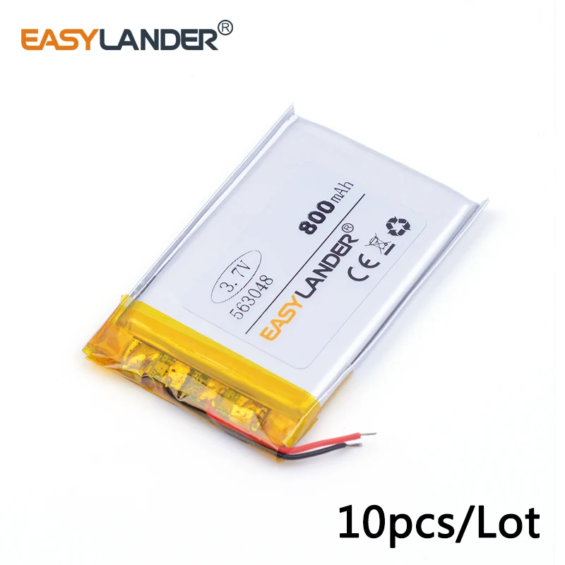 

10pcs/Lot 800mAh 563048 3.7v lithium Li ion polymer rechargeable battery 48 * 30 * 5.6MM Portable Speaker Power Driving recorder