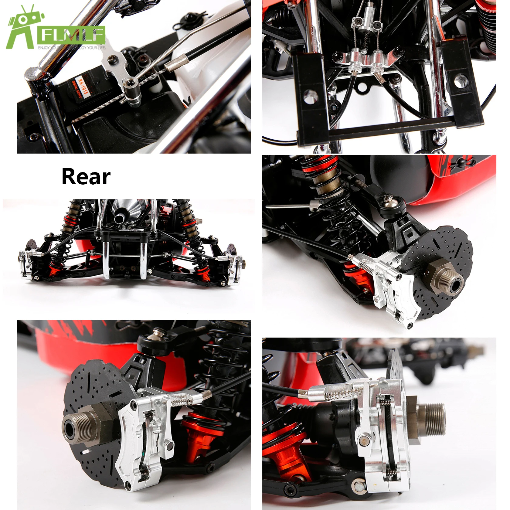 Alloy CNC Front or Rear Wheel Cable Brake System Kit Fit for 1/5 HPI ROFUN BAHA ROVAN KM BAJA 5B 5T 5SC Rc Car Toys Games Parts