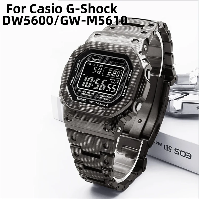 

Для Casio G-Shock DW5600/GW-M5610 металлический корпус и переоборудование ремешка: резной корпус из рустикального дуба, камуфляжные аксессуары для часов