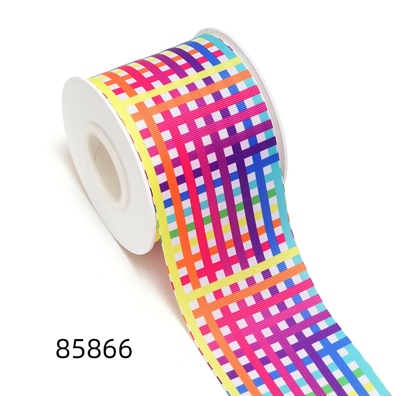 5 Yards Grid Printed Grosgrain Satin Ribbons For Bows DIY Craft Decoration Packaging Supplies. 85863