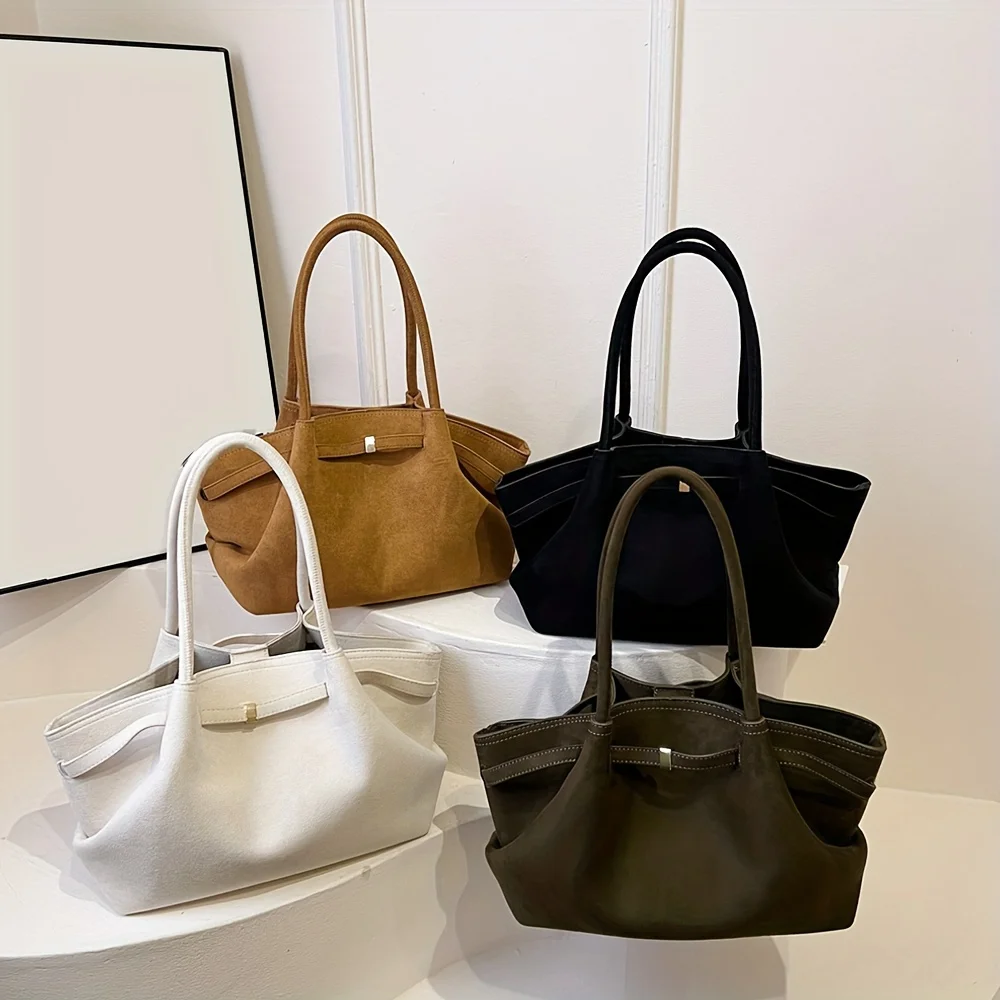 Autumn and Winter Deerskin Velvet Underarm Bag Women\'s New Large Capacity Vintage Tote Bag Fashion All-Matching Female Commuter