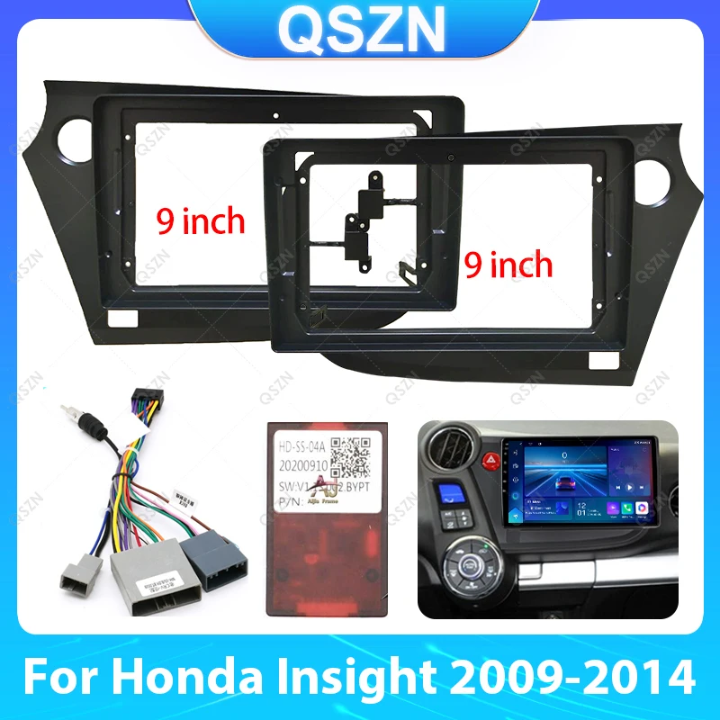 QSZN Car Android Radio Frame For Honda Insight 2009 - 2014 9 inch 2DIN Fascia Stereo Panel 16PIN Harness Wire Canbus Decoder
