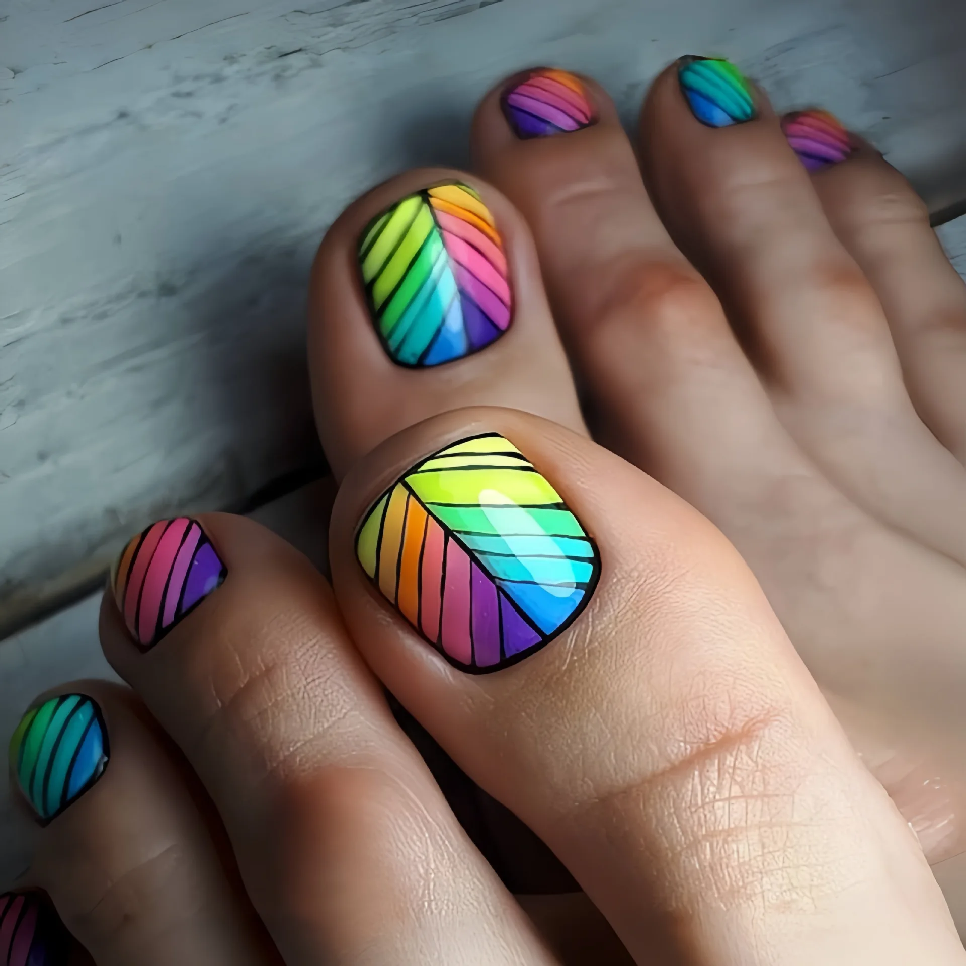 

Square nail nail nail patch spring and summer fashion nail patch colorful stripe nail patch 24 pieces nail art