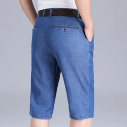 2026 Zomer Lyocell Heren Dunne Korte Jeans Zakelijke Mode Klassieke Stijl Elastische Force Denim Shorts Mannelijke Merkkleding