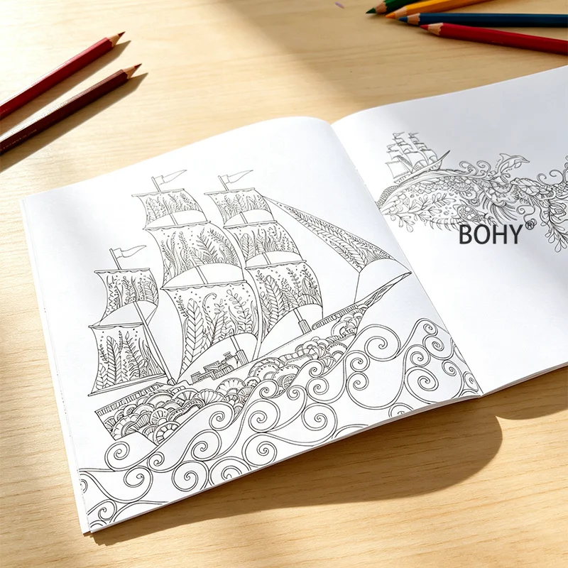 1 Underwater Fantasy Adventure Creative Coloring Book, Include Line Drawing Patterns of Deep-sea Fish/mythical Mermaids 24 Pages