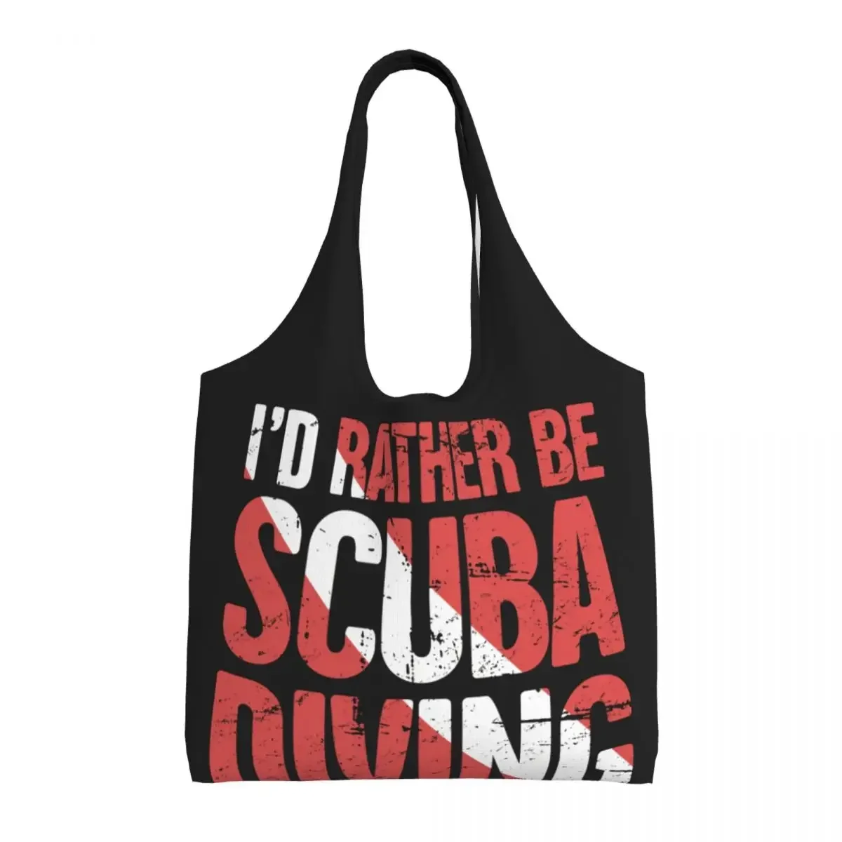 

Cute I'd Rather Be Scuba Diving Shopping Tote Bag Recycling Grocery Canvas Shopper Shoulder Bags Handbags