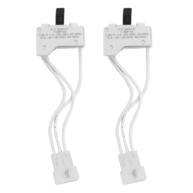 2X Dryer Door Switch for 3406109 3406107 Whirlpool, Kenmore, Sears, Maytag, Roper, Estate