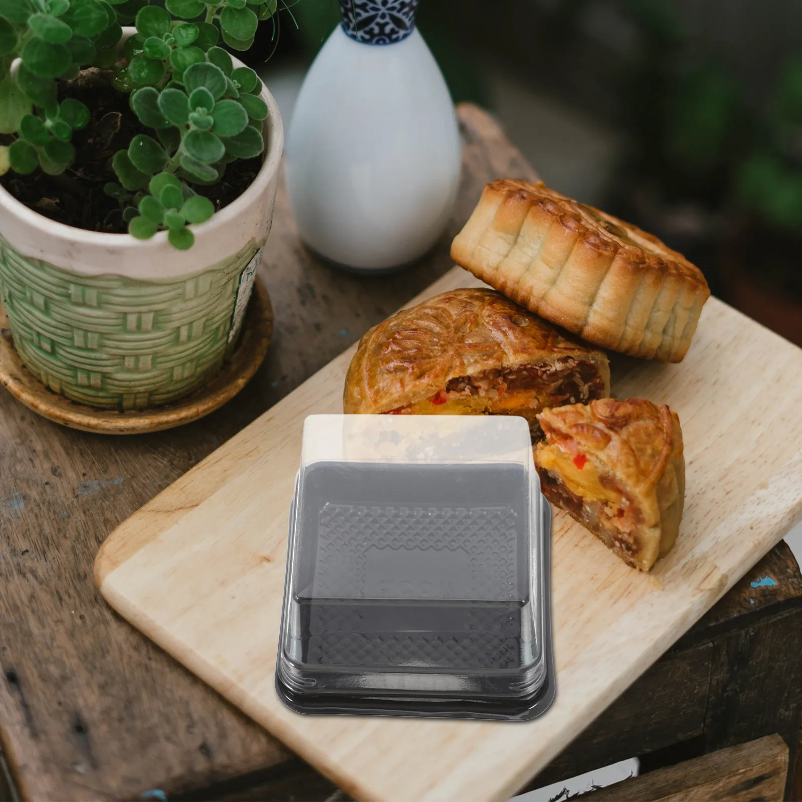 

100pcs 50G -Yolk Puff Box Pet Clear Food Storage Container For Moon Cake Packing Sealed Baking Box Moon Cake Holder