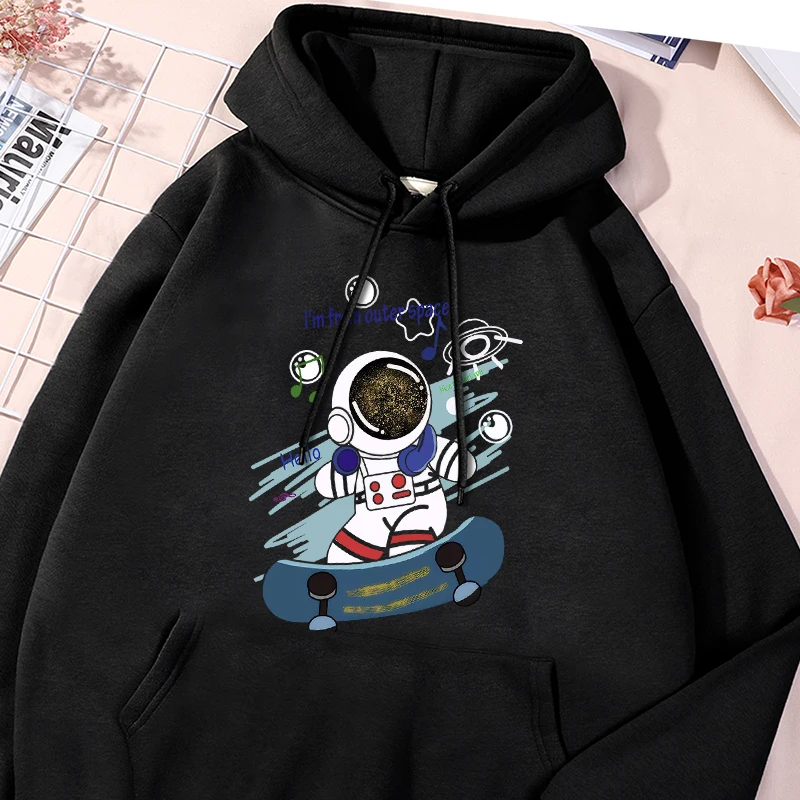 I Am From Outer Space Cartoon Printing Male Tracksuit Cotton Chic Hoodies Trendy Round Neck Sportwear Personality Oversizedtop