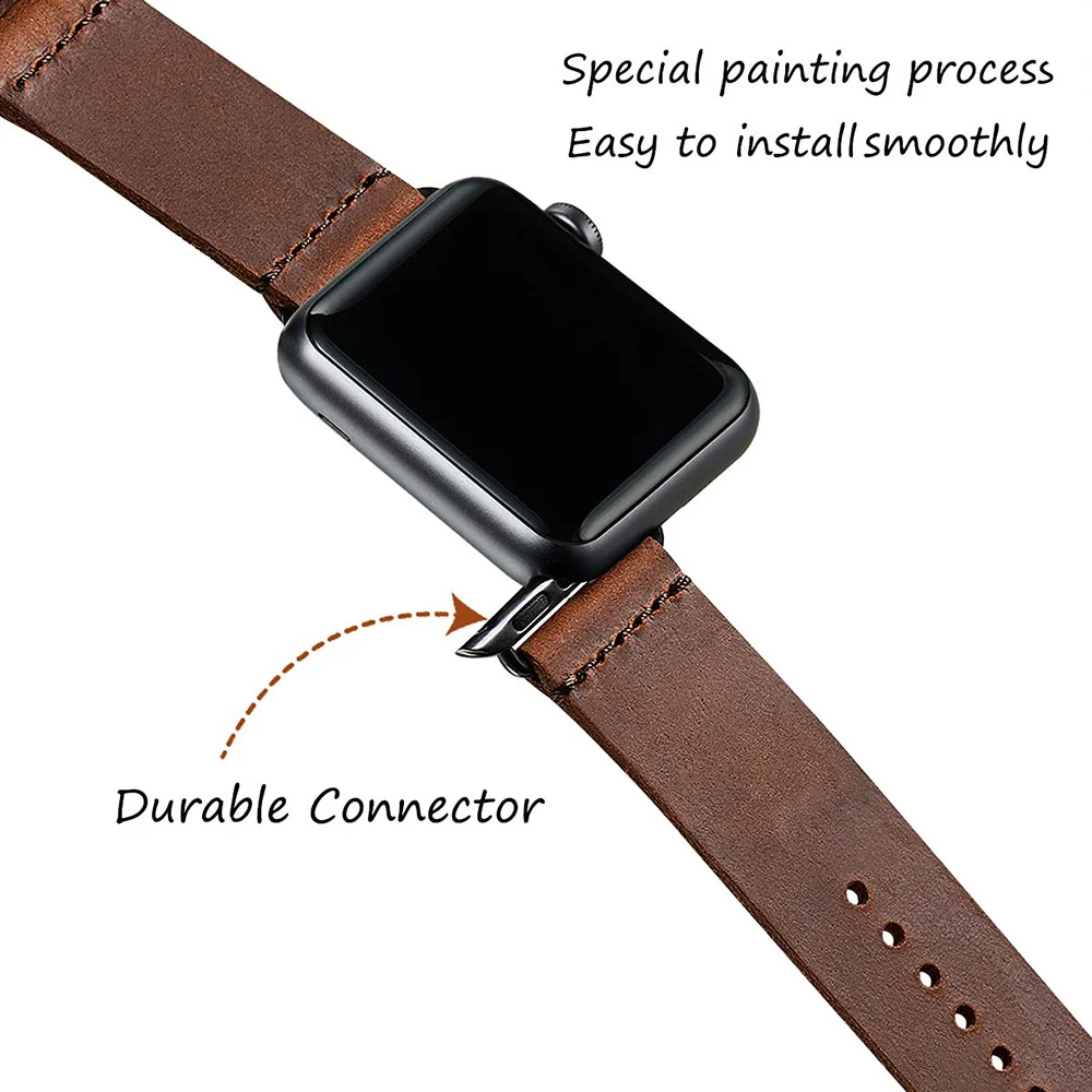 Premium Leather Strap For Apple Watch Ultra 49mm 10 9 8 7 46mm 45mm 41mm Three-button Bracelet Wristband 6 5 4 SE 44mm 42mm 40mm