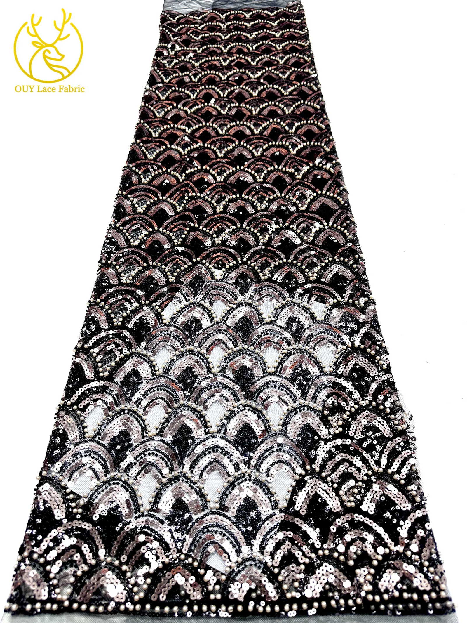 2026 Luxuriöser Afrikanischer Perlen-Spitzenstoff 5 Yards Hochwertiger Nigerianischer Französischer Pailletten-Tüll-Spitzenstoff Ideal für Hochzeiten und Bankette – Detail 31