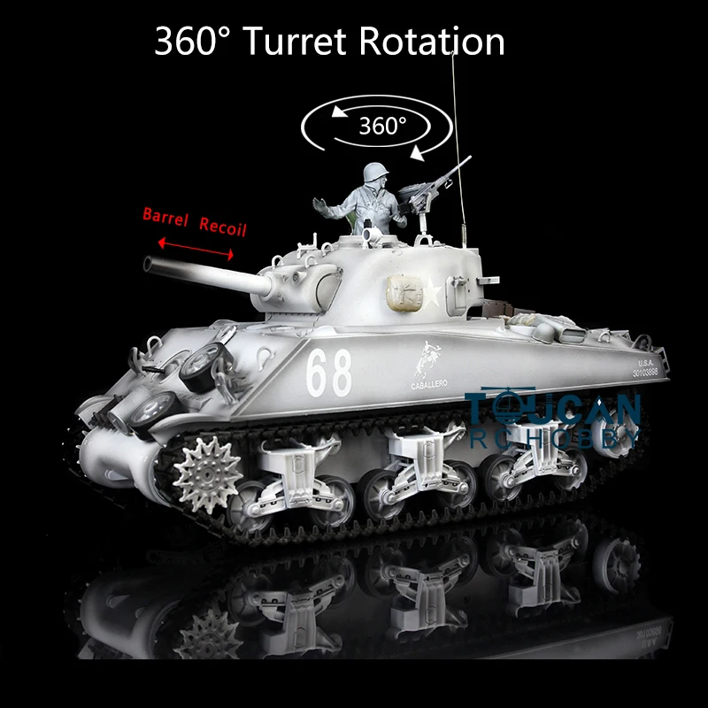 1/16 HENG LONG 7.0 플라스틱 장난감, M4A3 셔먼 RC 탱크 3898, 360 ° 터렛 배럴 리코일 RC 팬저 TH17688-SMT4