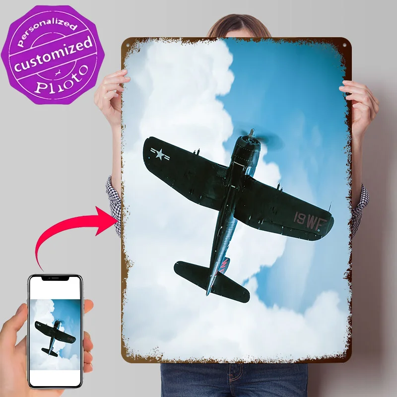 Vought F4U Corsair in Flight Metal Poster Perfect Gift for Fans Lovers Personalized Wall Art Metal Sign for Room Ornaments Decor