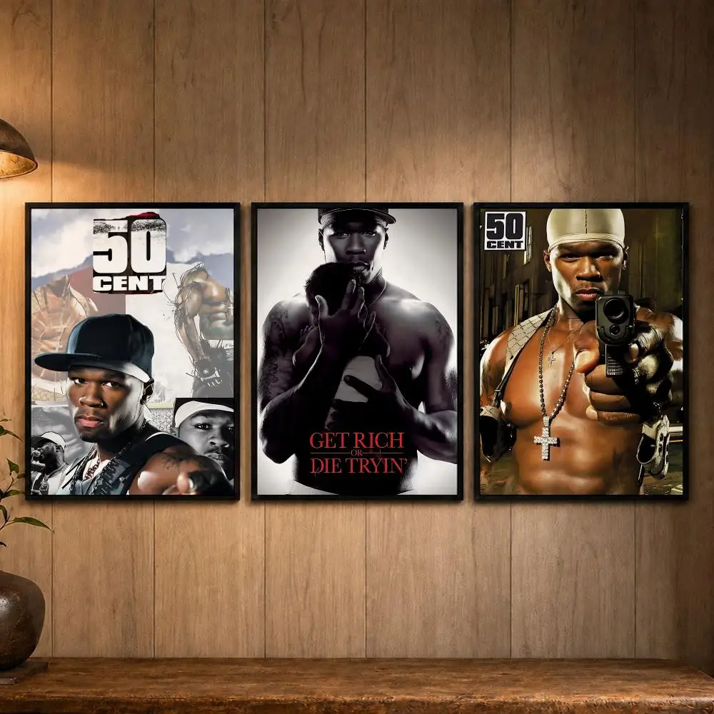 Rap Singer 5-50 CentS Poster Self-adhesive Art Poster Decoracion Painting Wall Art White Kraft Paper Home Decor