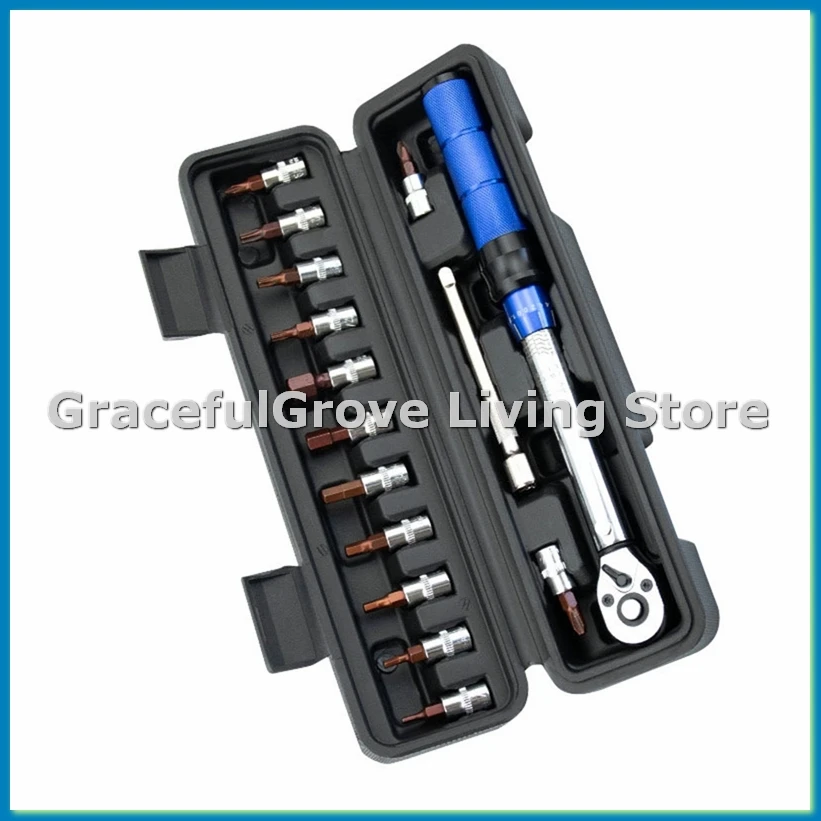 

1/4in 2-24Nm Torque Spanner Adjustable Torque Wrench Bicycle Repair Tool Kit Set Tool Bike Repair Spanner Hand Tool Set-ABFB