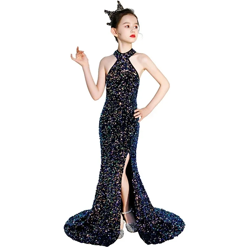 Elegant children\'s luxury birthday party Mermaid evening dress Girls Kids long Prom gown graduation Dresses for special events