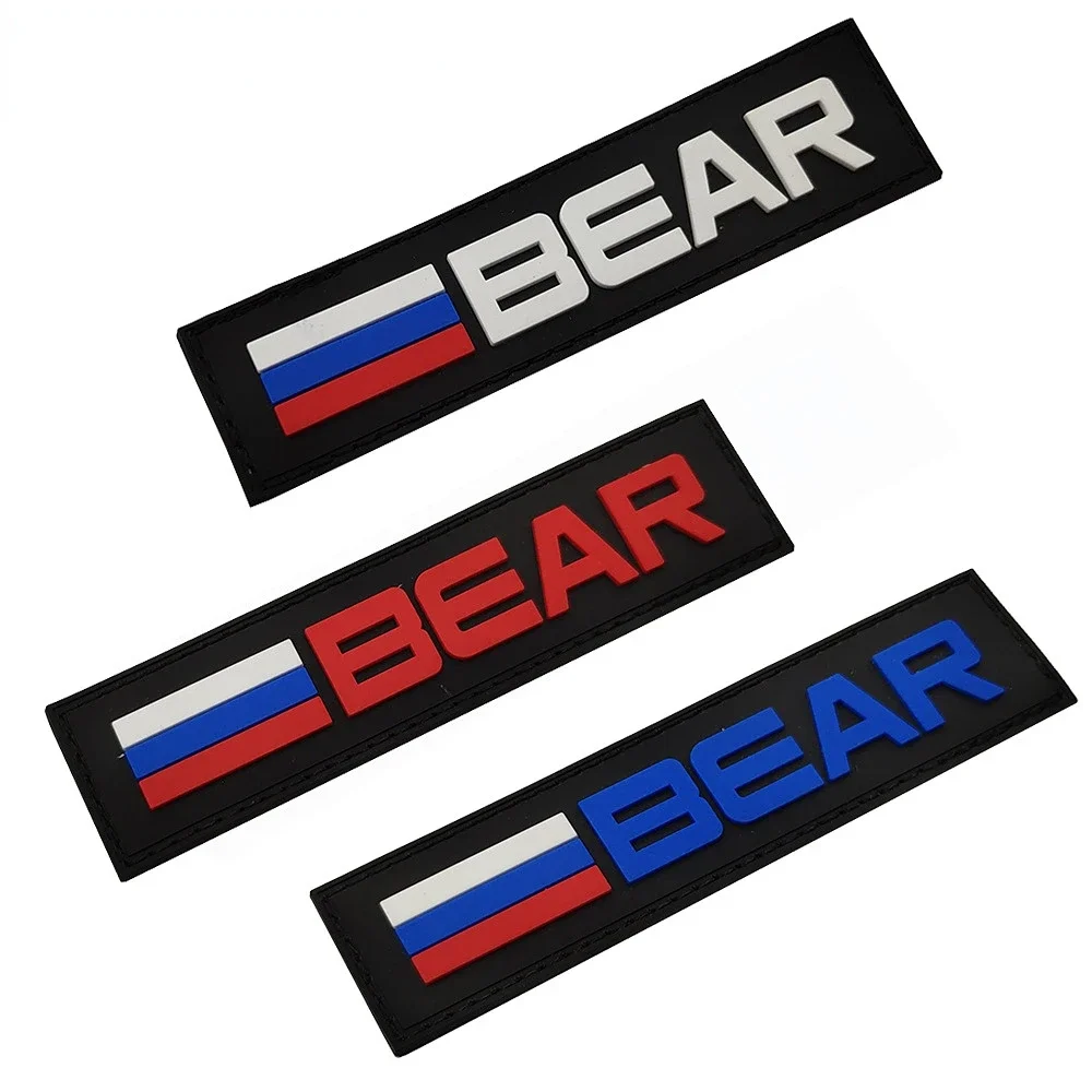 Russian Flag Tactical Military Patches Escape From Tarkov Sticker BEAR Luminous Badge Rubber Combat Chest Strip Jacket Applique