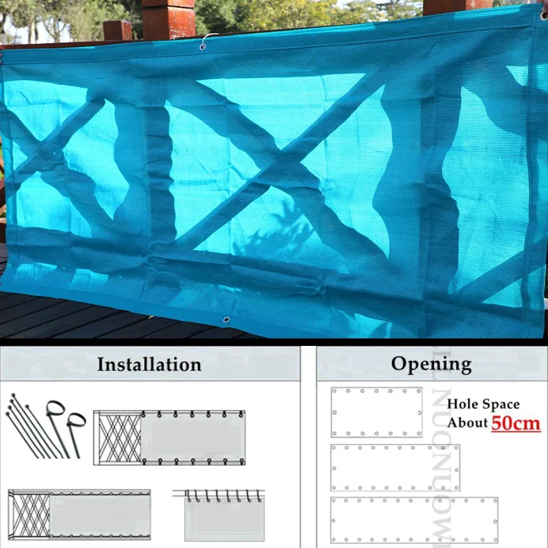 Width 0.8M/0.9M Light-Blue Balcony Garden Fence Cover Privacy Screen Shelter Pergolas Awning Swimming Pool Terrace Shade Cover