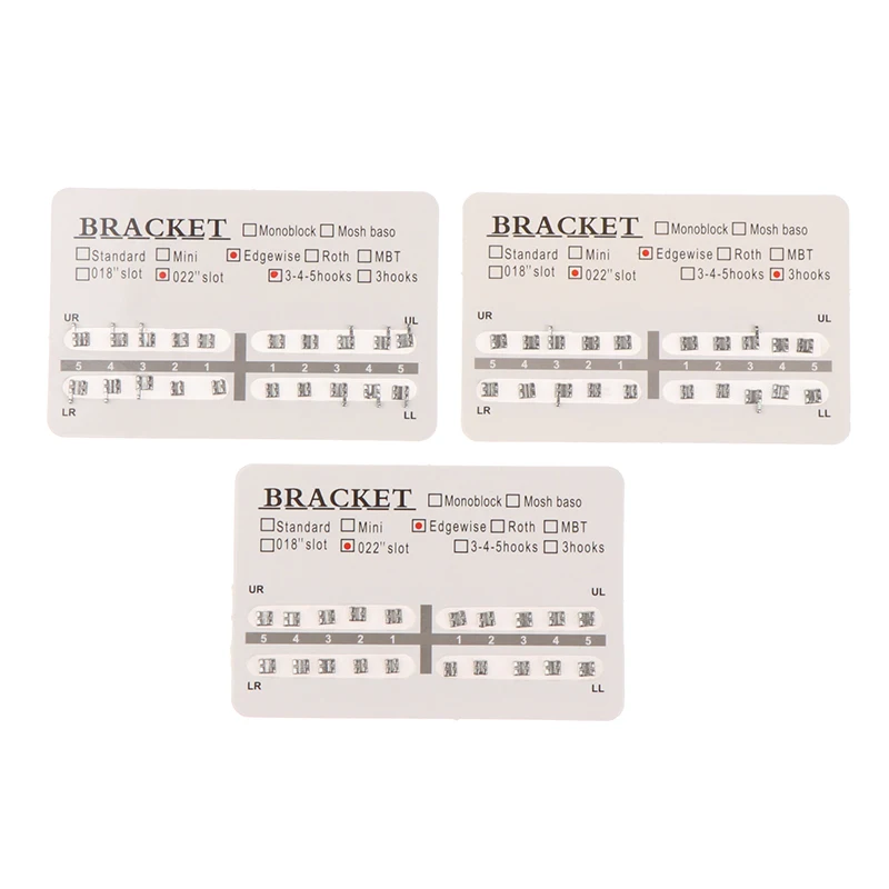 20pcs/set Dental Orthodontic Mini Edgewise Metal Bracket 3 with hook 3 4 5 with hooks/no hook