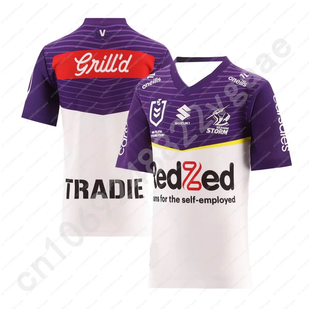 

Rugby Jersey Men T Shirt Breathable Adults Top Gift Boys Sportwear kids Clothes Tee Melbourne Storm 2025 Away Training Team New