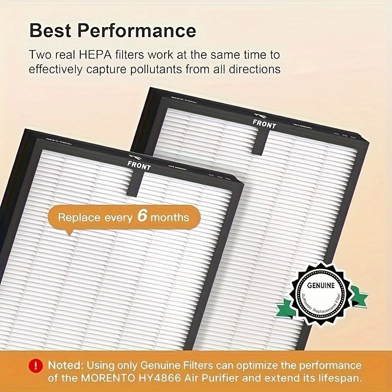 Paquet de 2 filtres de remplacement pour purificateur d'air d'origine HY4866 pour purificateur d'air HY4866, Version originale