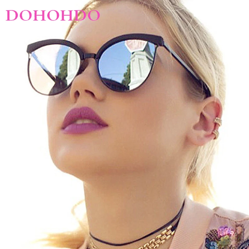 

Purple Classic Round Oval Sunglasses Woman Design Ladies Cat Eye Sunglasses Fashion Brand Alloy Ocean Mirror UV400 Oculos De Sol