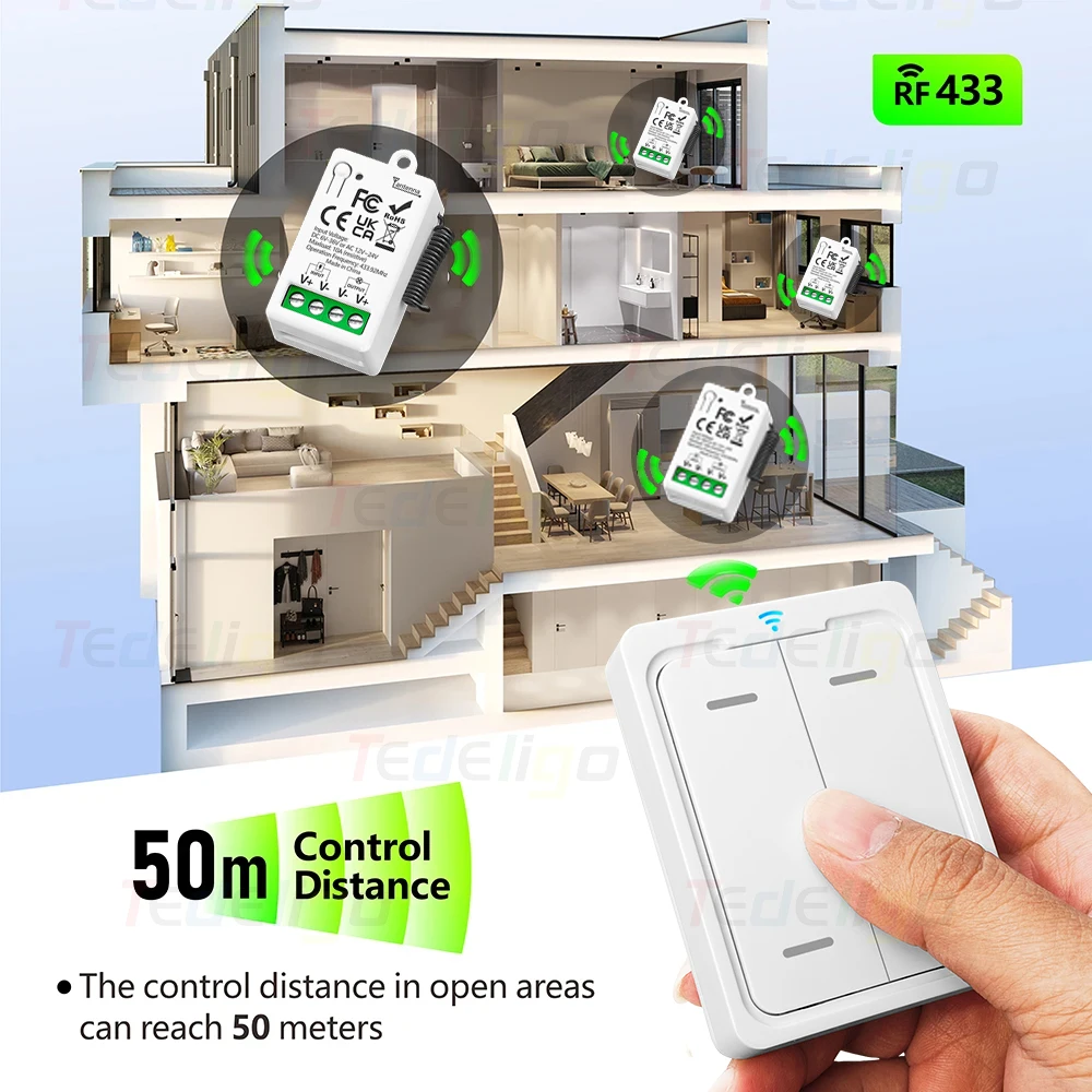 DC 6-36V 6V 12V 24V 433Mhz RF Wireless Remote Control Switch Relay 1CH Receiver Module For Electronic Lock / LED / Bulb ON OFF