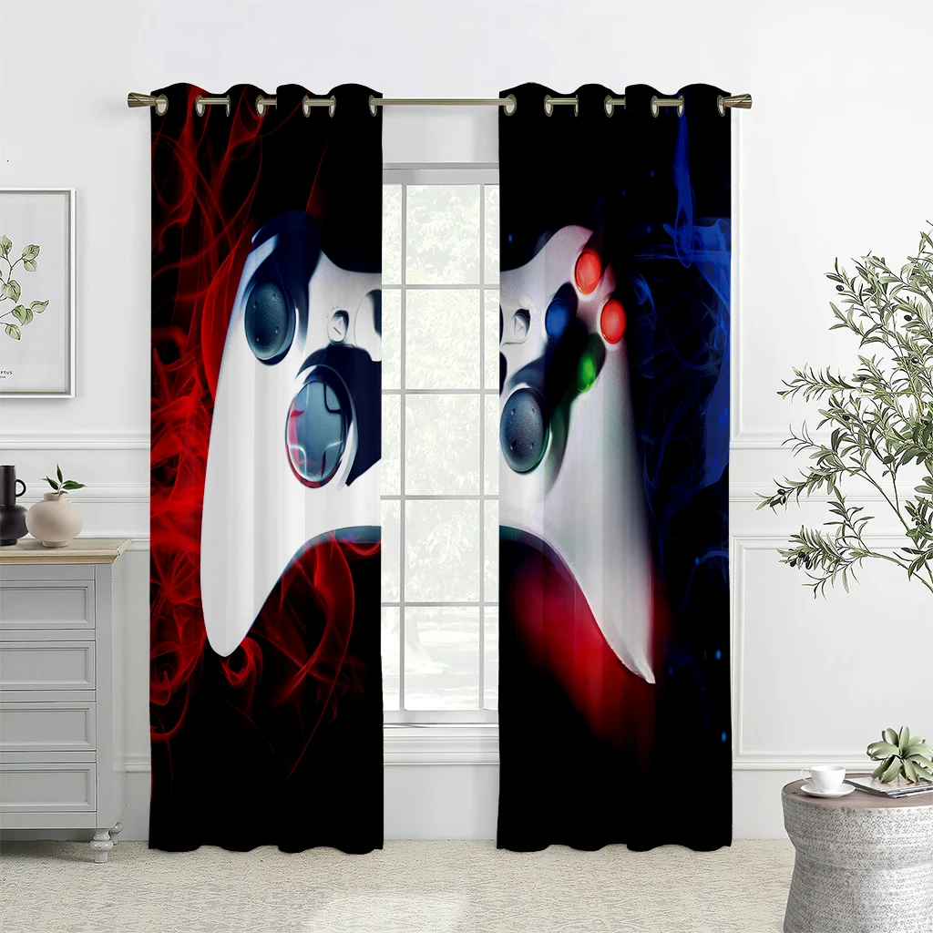 

Children's Favorite Games Electronic Controller Curtains, 2 Panel Game Handle Curtains, Bedroom Decor, Boys and Girls Room