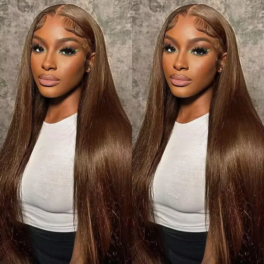 

Парик из натуральных волос 13x4 HD Lace Front для женщин, 230% плотность, шоколадно-коричневый, прямой, с фронтальной шнуровкой, 100% натуральные бразильские волосы