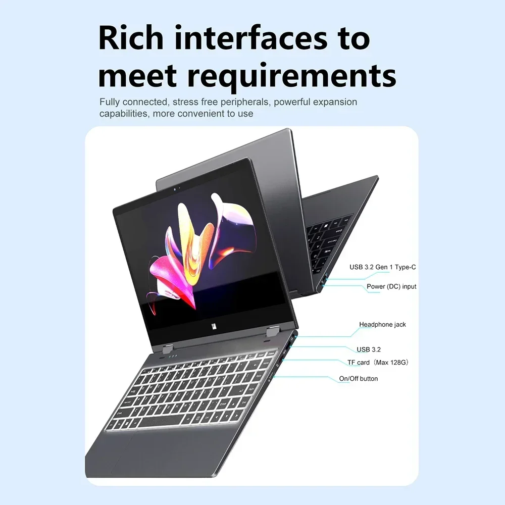 CRELANDER Z141 YOGA Laptop Intel N100 Processor IPS Touch Screen DDR4 16GB 360 Degree Folding Mini Laptop Tablet PC Notebook