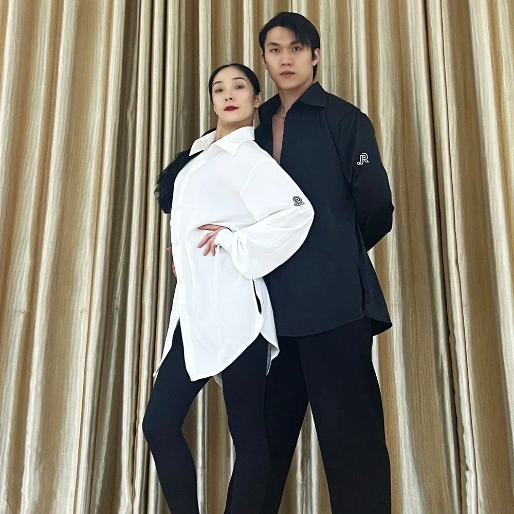 Man Standard Dance Tops Long Sleeve Shirt Waltz Modern Latin Dance Stage Wear Practice Clothes Line Dance Costume Male AMY188