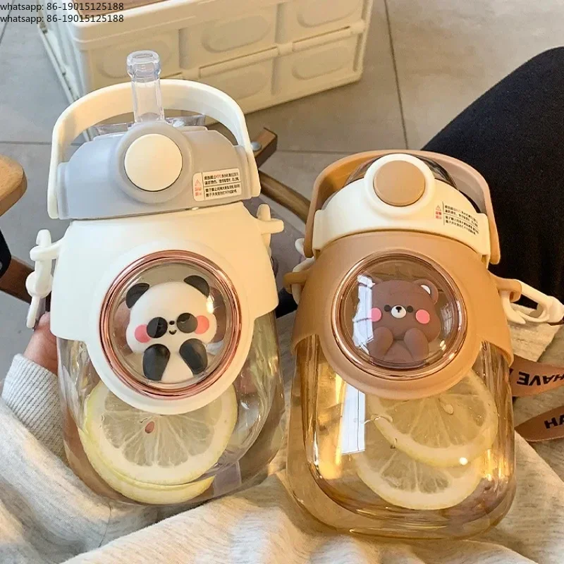 

Бутылка для воды с соломинкой для девочек, детей, 820 мл, большой емкости, мультяшный чайник, школьная дорожная бутылка