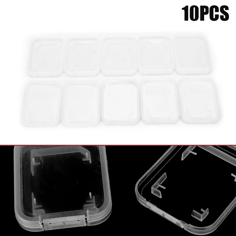 

10pcs For SD SDHC Memory Card Case Holder Protector Transparent Plastic Box Storage