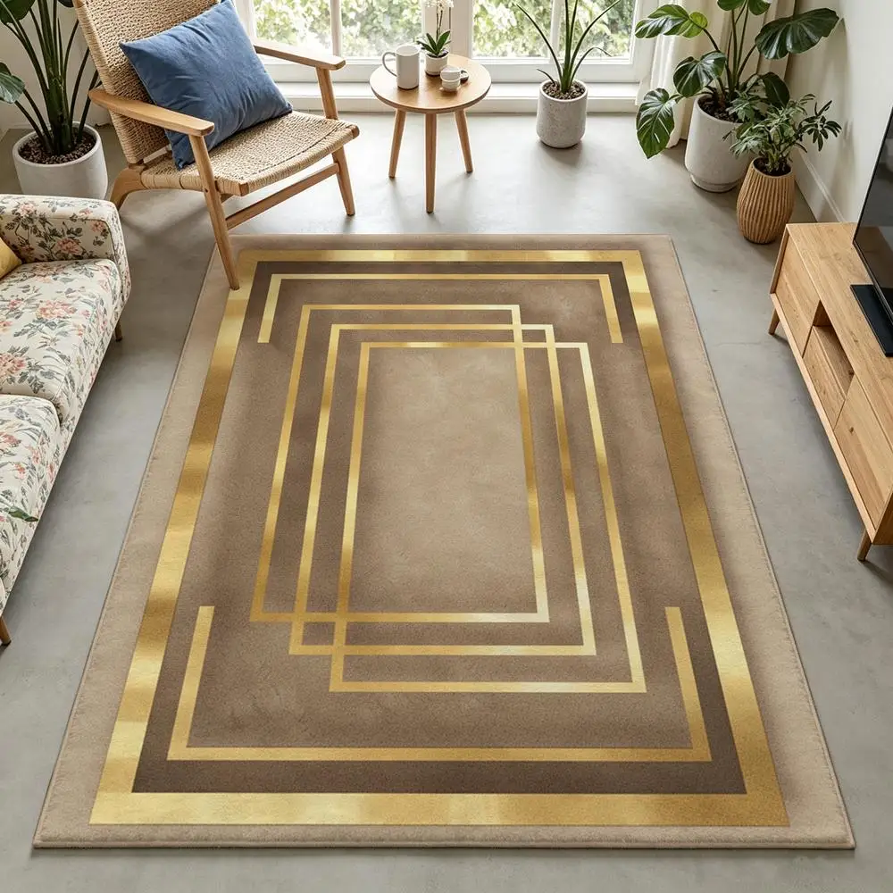2D 1 Piece Soft Comfortable, Easy to Maintain, Machine Washable Indoor Rug, Art Deco Style, Suitable for Under Dining Table, In Living Room, Near Sofa, Beside Bed, Entryway, Foyer, Modern Home Accent Decor