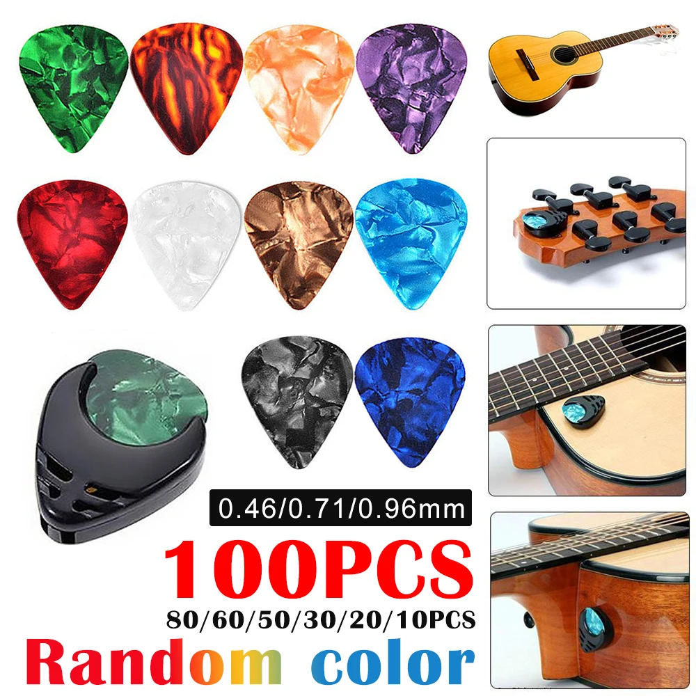 10-100PCS Guitar Picks Set Plectrum Mediator Celluloid Electric Smooth Guitar Picks Bass Acoustic Electric Guitar Accessories