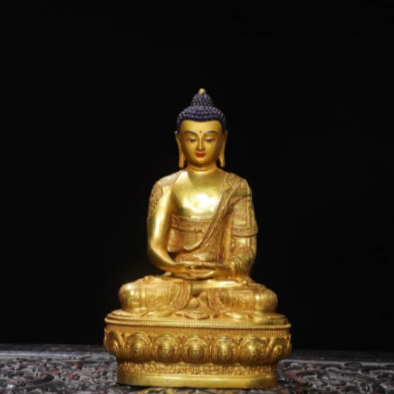 Vintage Gilt Bronze Amitabha Buddha Statue - Traditional Buddhist Deity Sculpture, Zen Home Altar & Desktop Decor